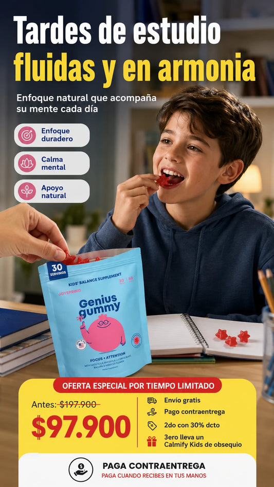 JoySpring Genius Kids Focus Gummies, Bacopa, 60 Count, Ages 4+